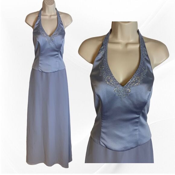 Alfred Angelo Beaded Halter Top Gown Size 8 - Picture 1 of 3